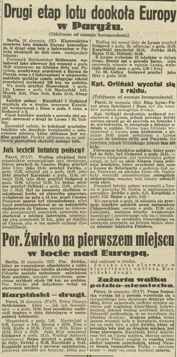 Międzynarodowe Zawody Samolotów Turystycznych Challenge 1932 (Kuryer Ilustrowany, cz. 3)
