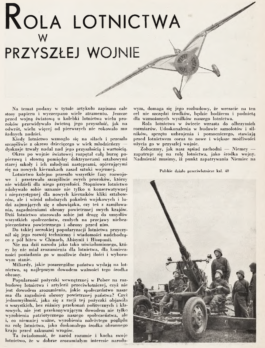 Rola lotnictwa w przyszłej wojnie (1939 r.)