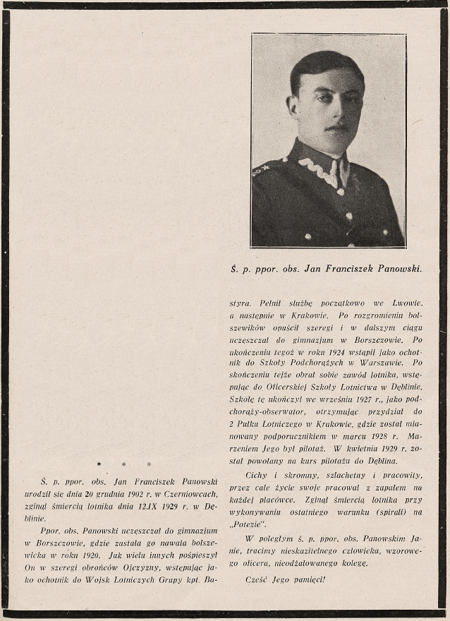 Ś. p. ppor. obs. Jan Franciszek Panowski