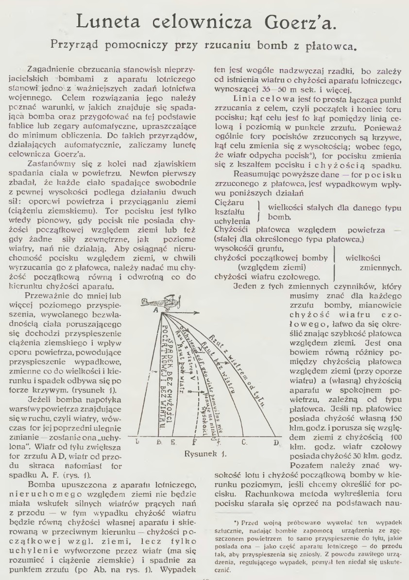 Technika: Celownik bombardierski Goerz (luneta celownicza), budowa, zasada działania, zastosowanie