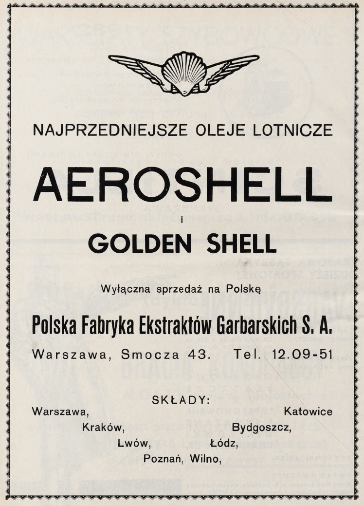 Reklama: firma Shell (Aeroshell, 1930-39 r.)